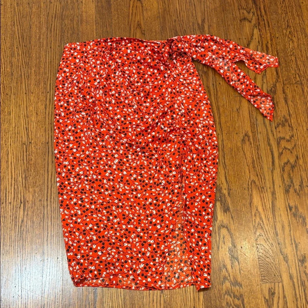 Who What Wear Floral Faux Tie Asymmetrical Midi Skirt – Women’s 4